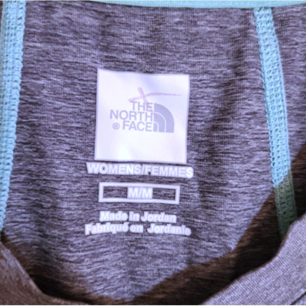 The North Face Ruched T-Shirt Women's Size Medium Gray Blue Teal Short Sleeve - Picture 6 of 7